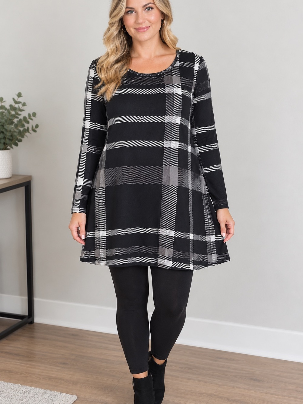Lily by Firmiana Plaid Tunic Dress Women’s Large NWT